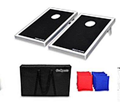 Cornhole boards, bags, and carrying case