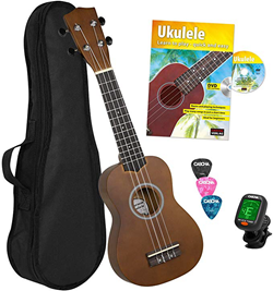 Ukulele kit with picks, tuner, and guidebook