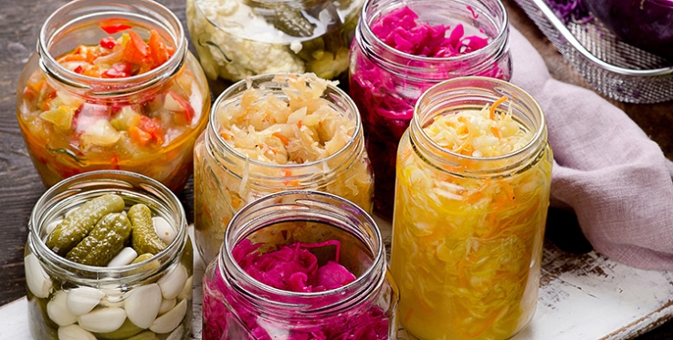 collection of fermented food in mason jars
