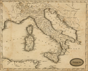 vintage map of Italy