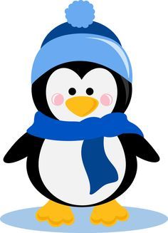 Penguin wearing hat and scarf