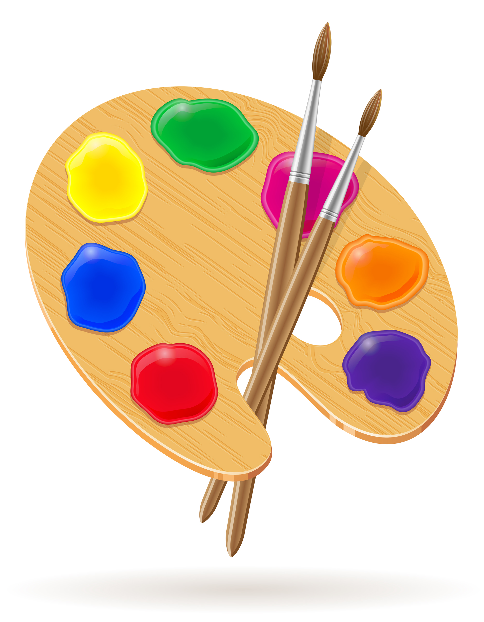 Artist's palette with paintbrushes.