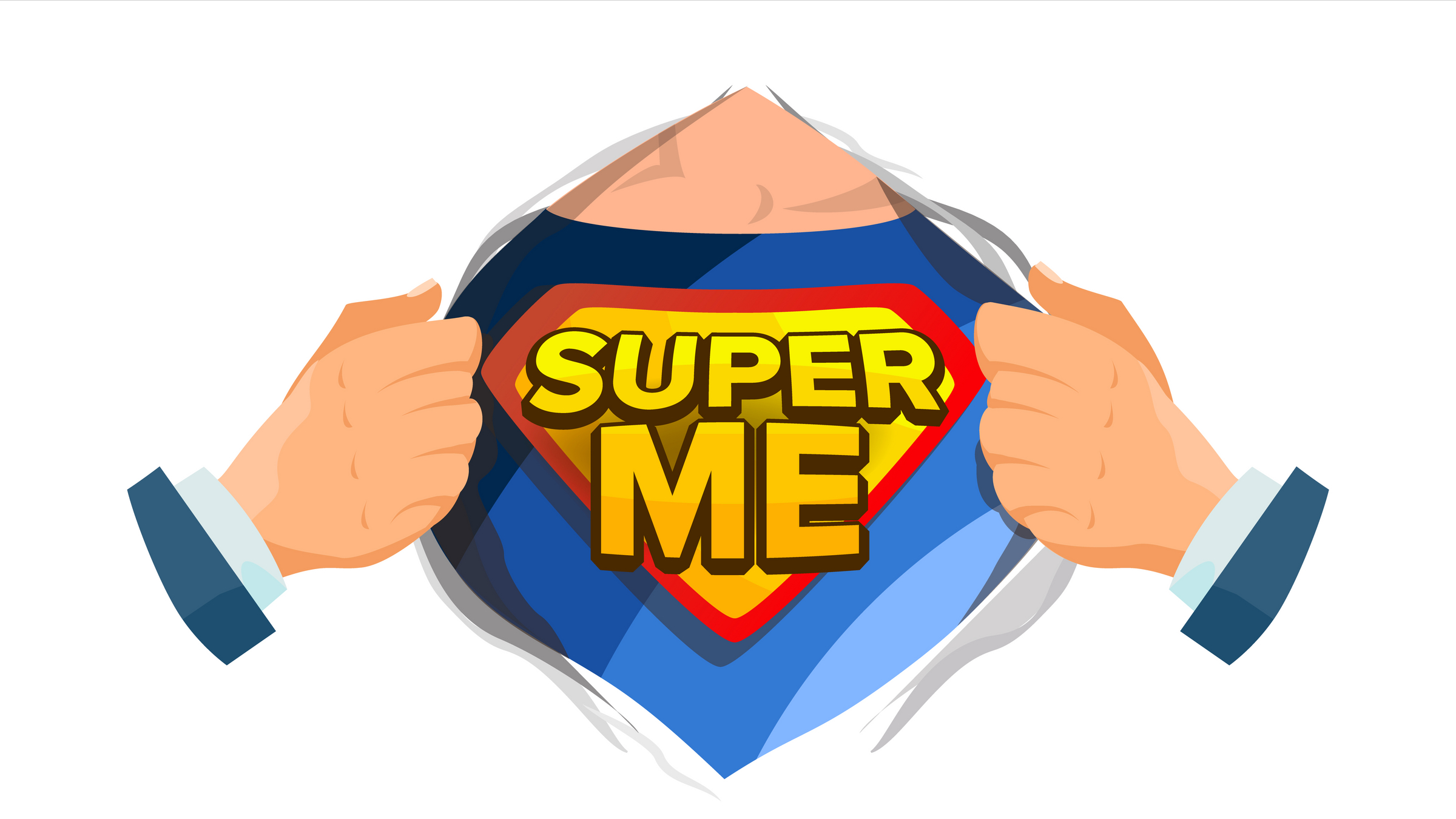 Superhero chest logo that says "Super Me"