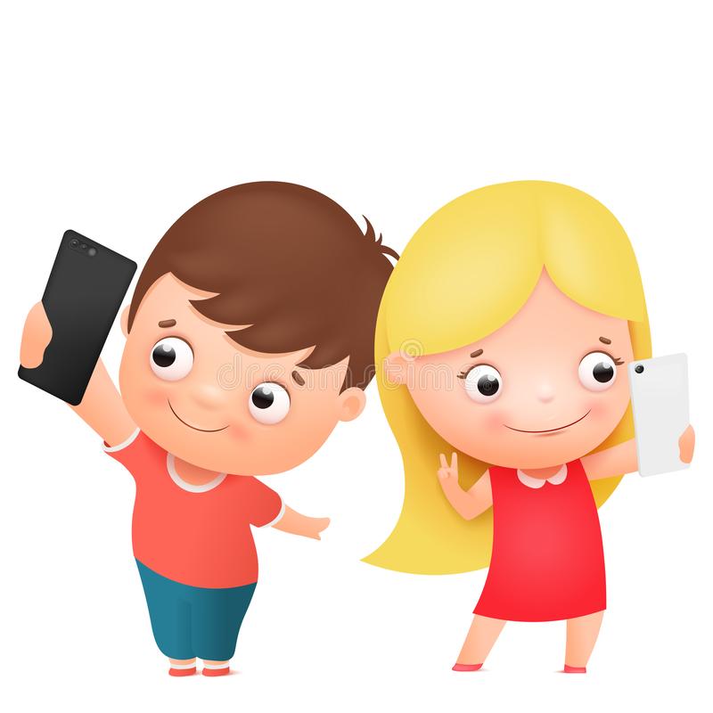 Two children taking selfies