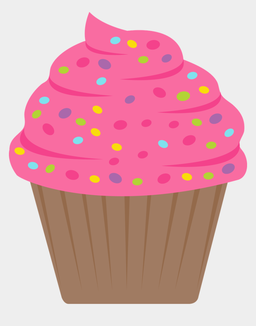 Cupcake with pink frosting and confetti sprinkles