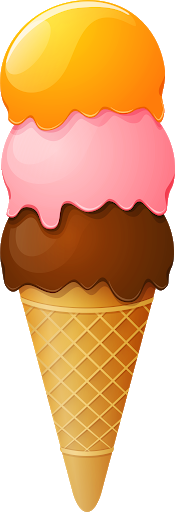 Three scoop ice cream cone