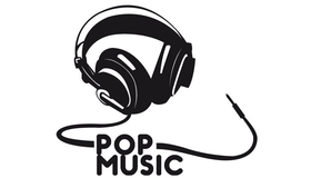 headphones with words "pop music"
