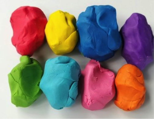 various colors of playdough