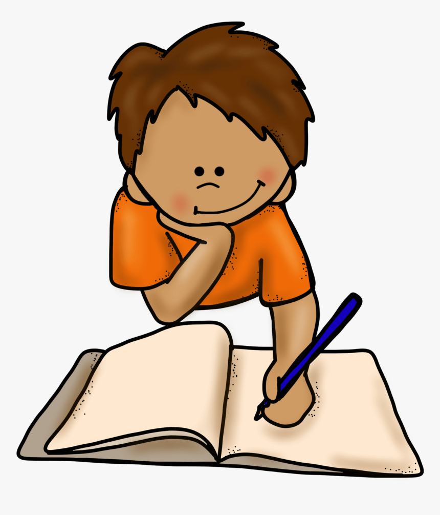 child writing in blank notebook