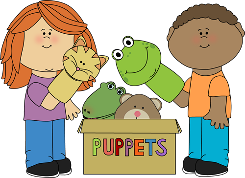 children playing with puppets