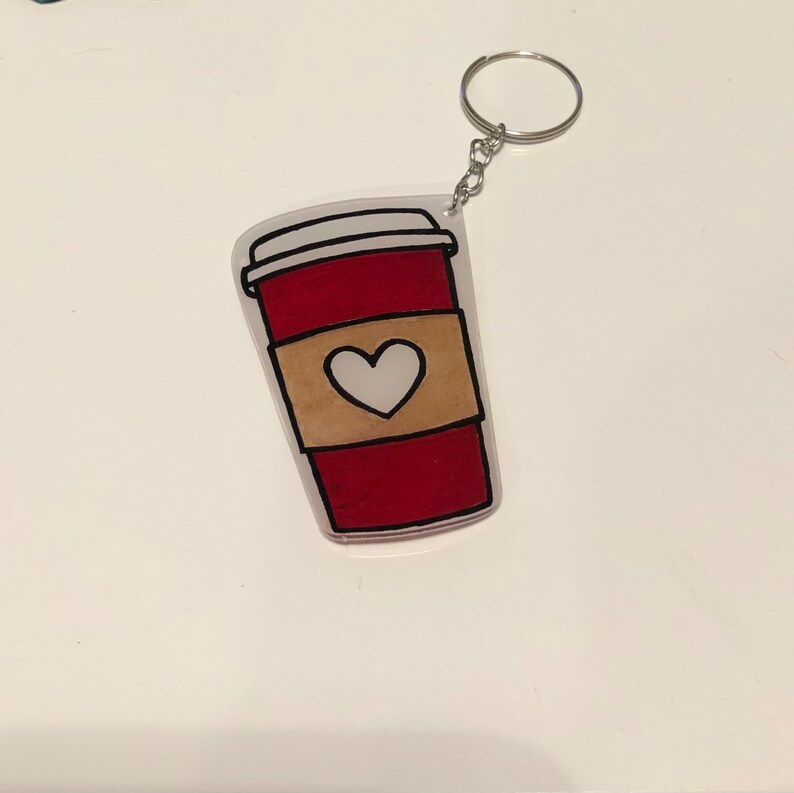image of coffee cup shrinky dink key chain