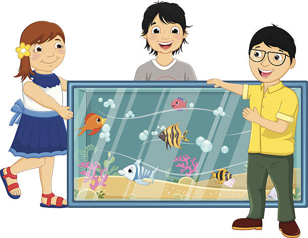 children by an aquarium