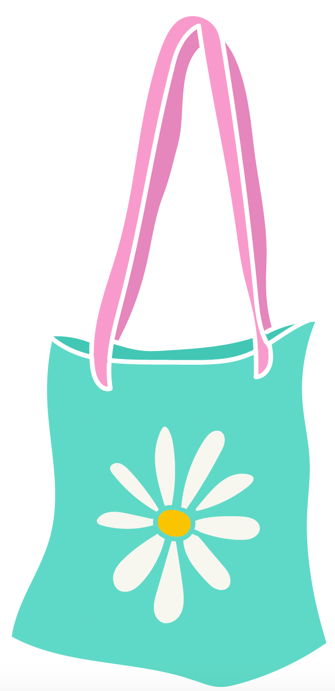 blue tote bag with daisy