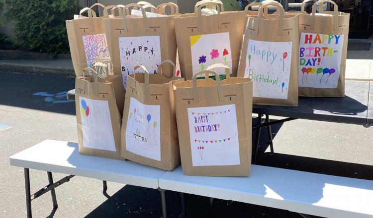 decorated paper grocery bags