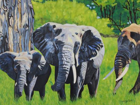 Here Come the Elephants Painting by Lisa Ahronee Golub