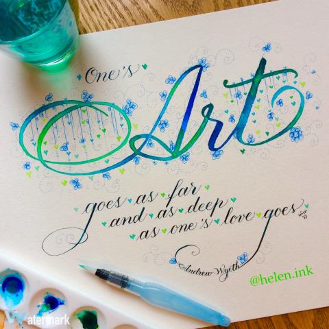 A sample of copperplate calligraphy