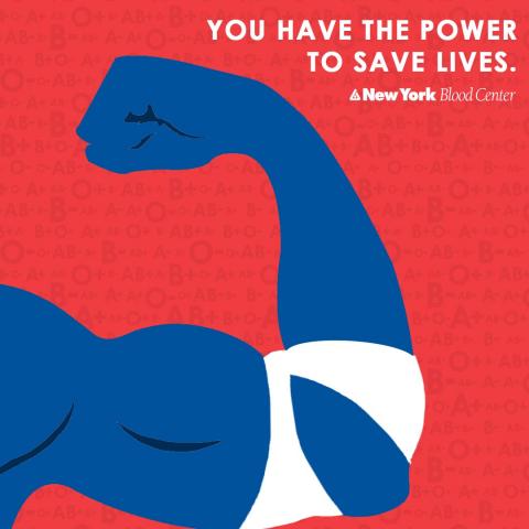 You have the power to save lives; muscular arm wrapped after donating