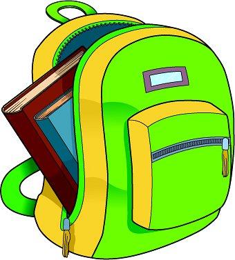 Backpack with books coming out of it
