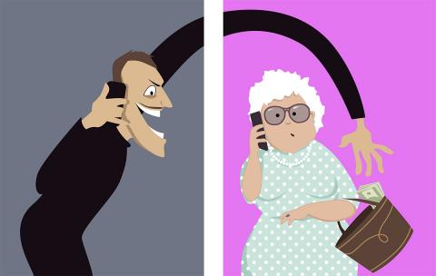 sneaky bad guy stealing from old lady's purse