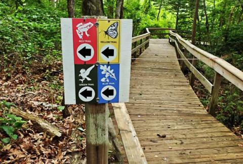 mashomack reserve trail head sign