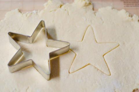 salt dough with star cookie cutter
