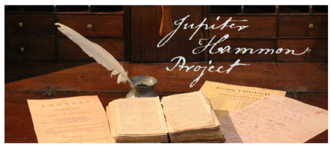 Jupiter Hammon Project papers, ink and quill on table