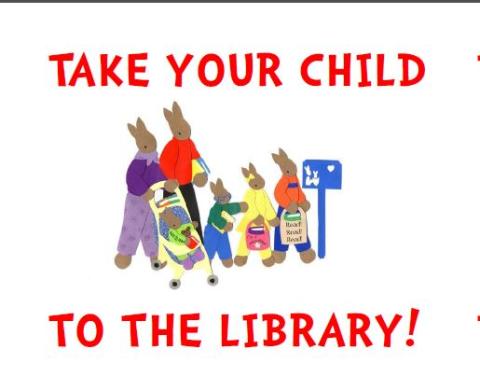 Family of Bunny rabbits going to the Library