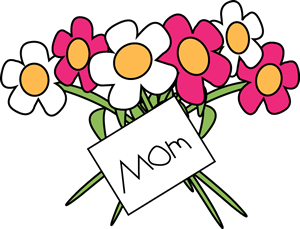 flowers with a tag for Mom
