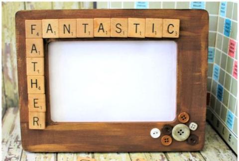 frame with scrabble letters as decoration