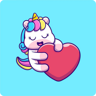 unicorn holding a heart