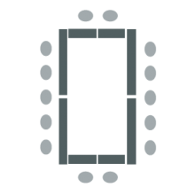 Tables arranged in rectangle with chairs around outside