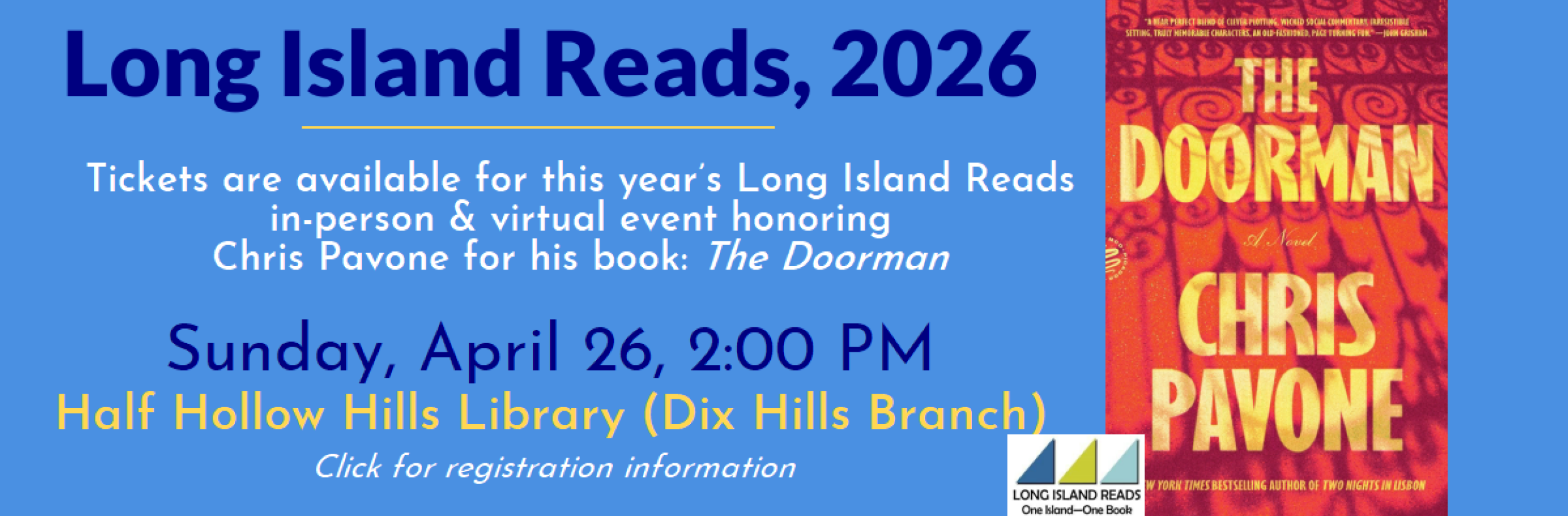 2026 Long Island Reads Event, Sunday April 26, 2026