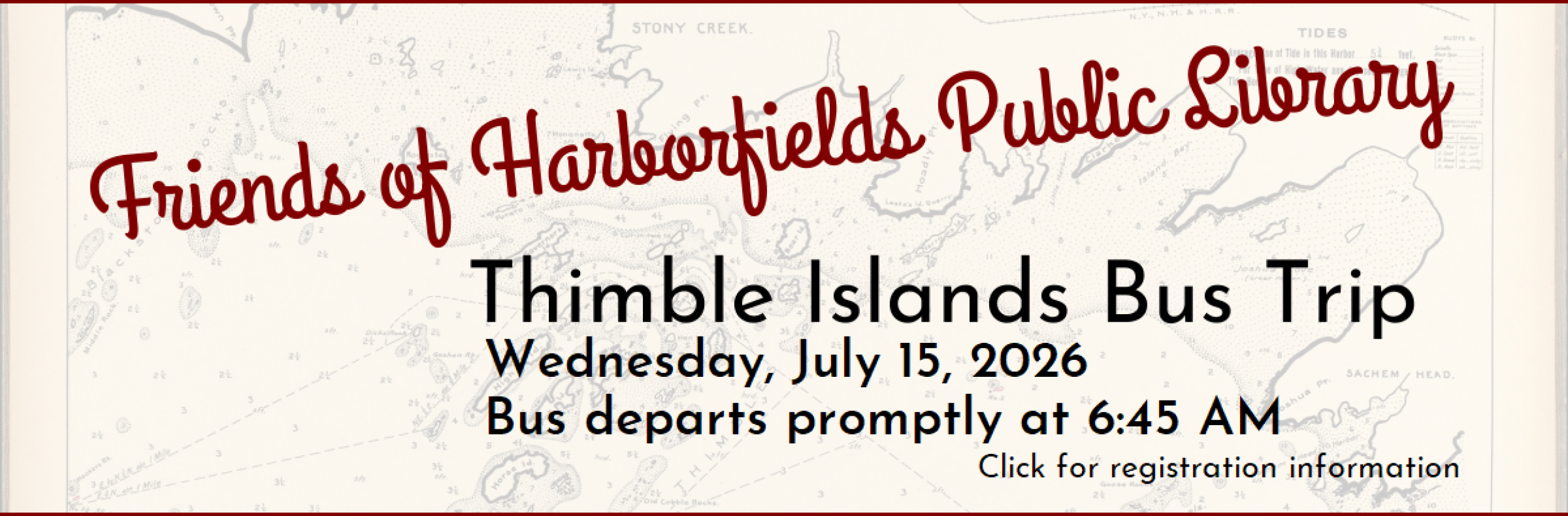 Friends of the Library Bus Trip to Thimble Islands, Connecticut, Wednesday July 15, 2026